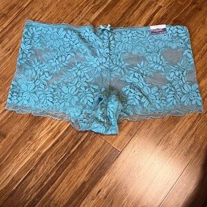 CACIQUE Blue Green Lace Women's Boy Shorts Panties